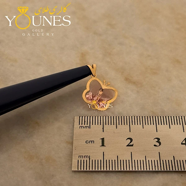 آویز سواروسکی پروانه صورتی طلا